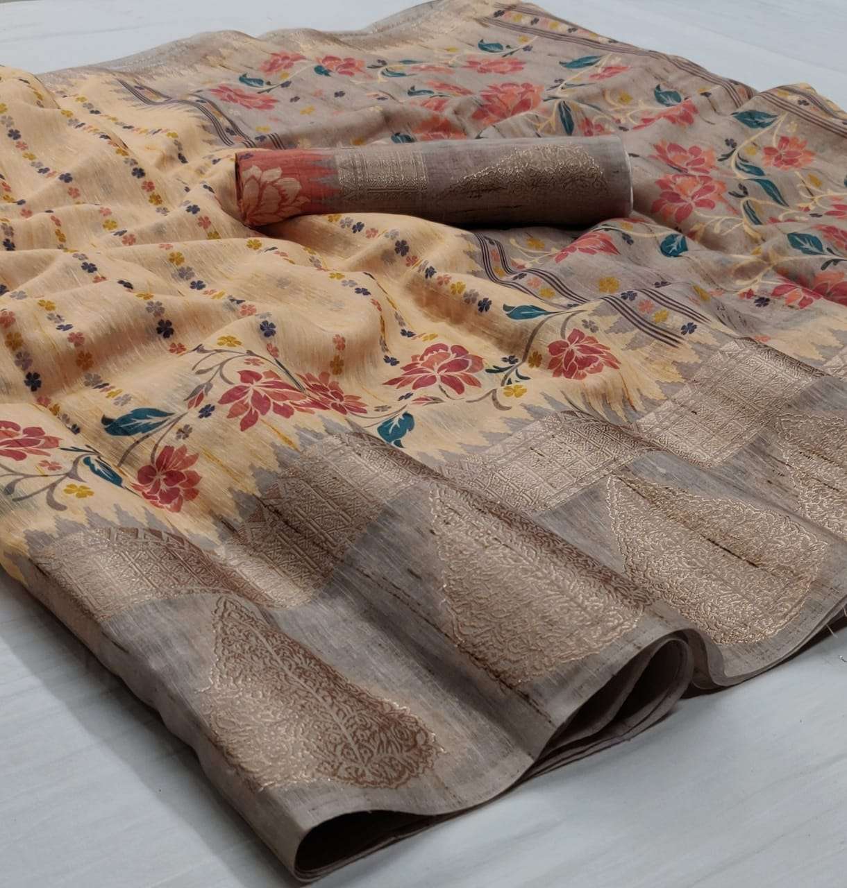 MURNAL SILK DESIGNER LINEN SAREE