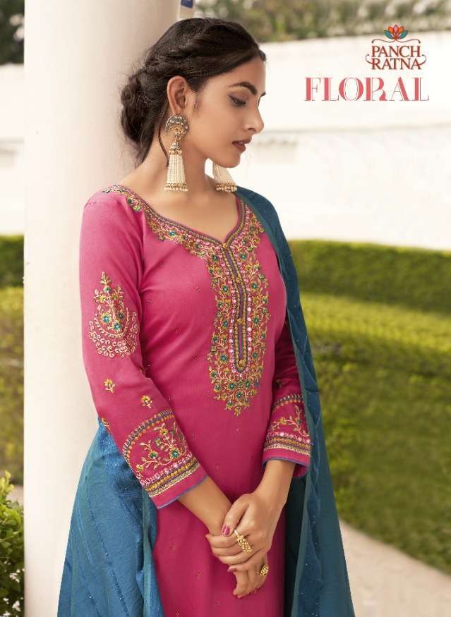 panch ratna floral series 11501-11505 jam silk suit