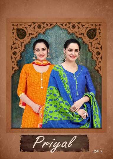 Priyal Sixer Vol-1 series 1001-1012 pure cotton printed suit