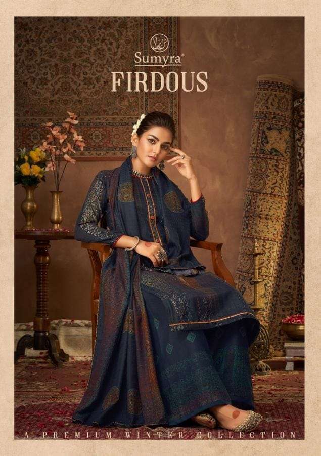 radhika firdous series 4001-4010 pure pashmina foil print suit