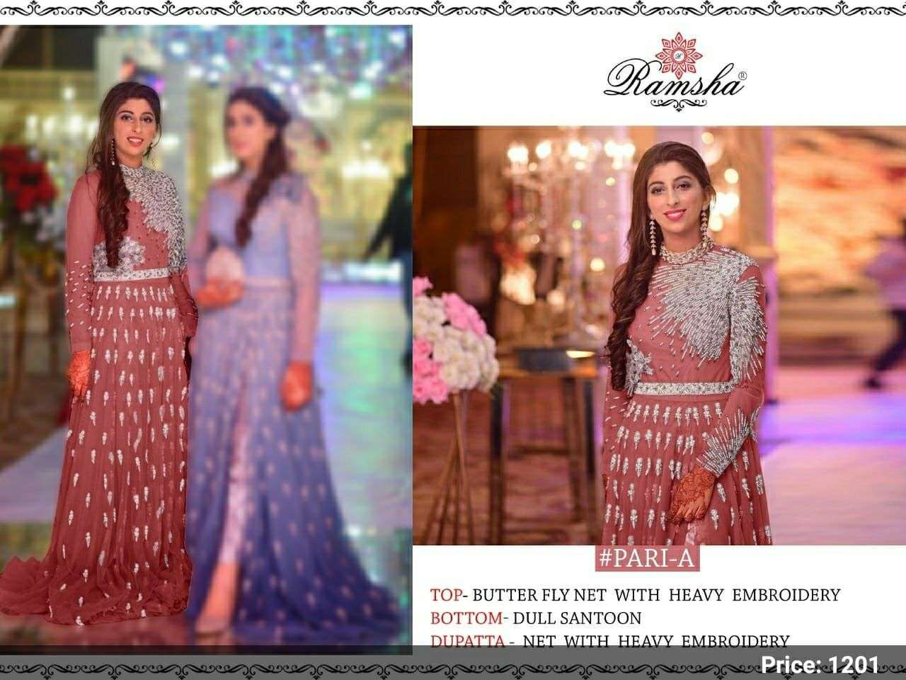 ramsha pari net with heavy embroidery pakistani suits