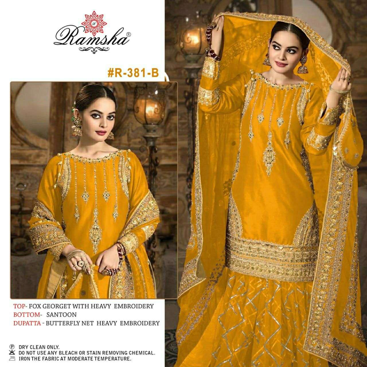 RAMSHA R-381 DESIGNER FAUX GEORGETTE SUIT 