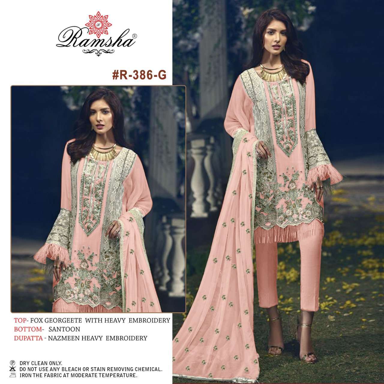 ramsha r 386 nx georgette with embroidery khatli work suit