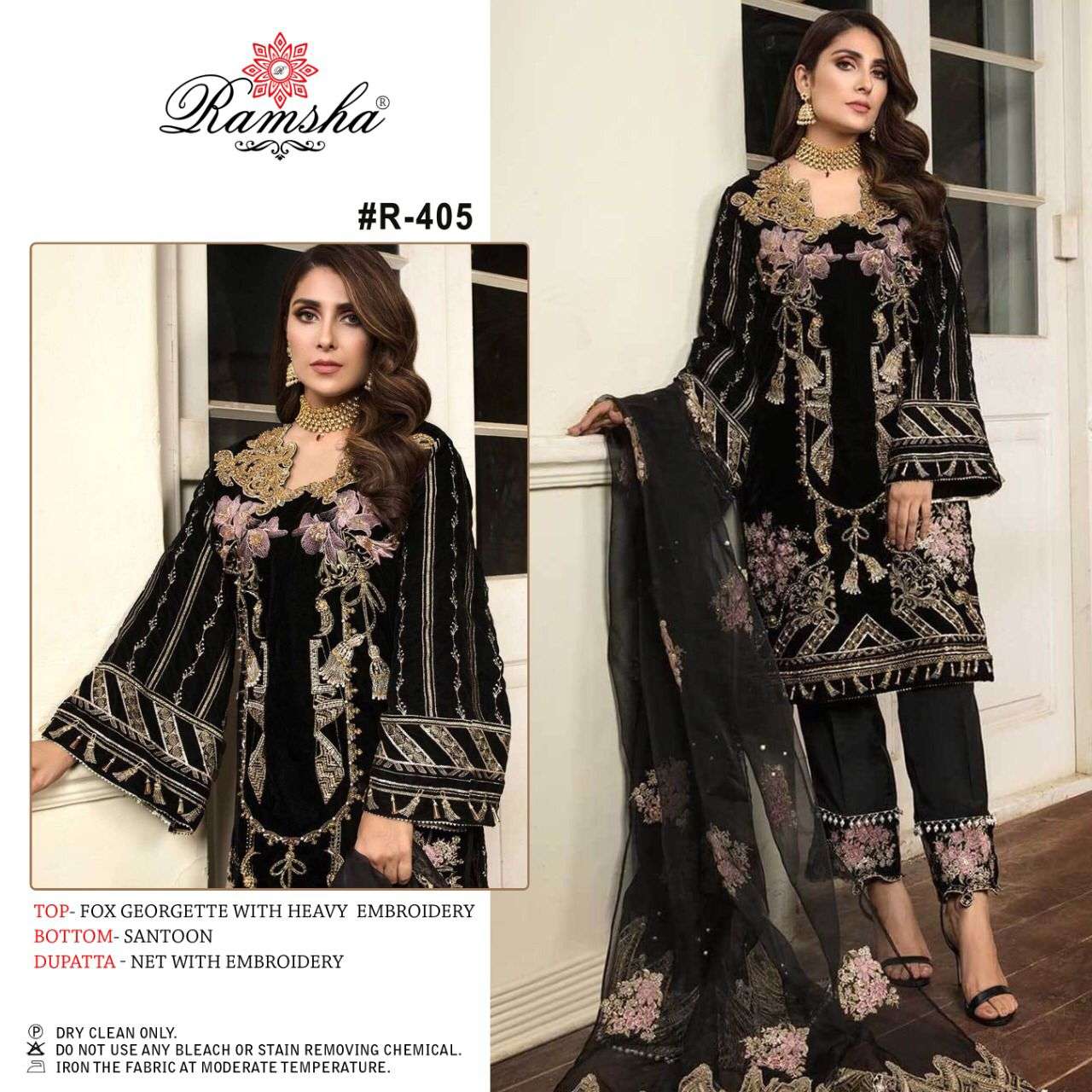 RAMSHA R-405 R-406 DESIGNER FAUX GEORGETTE SUIT 