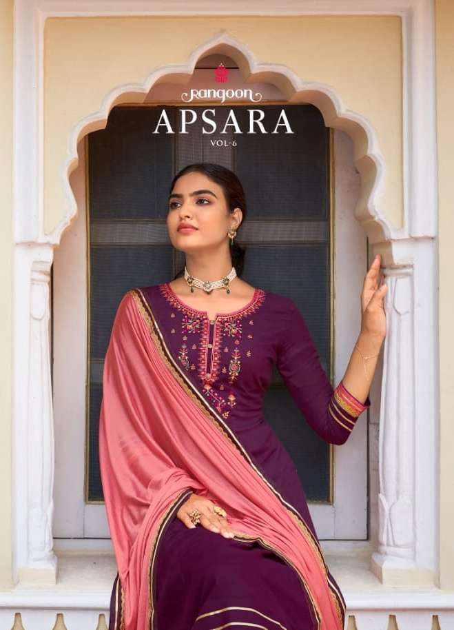 rangoon apsara vol 6 series 3301-3306 Heavy Rayon with Embroidery suit