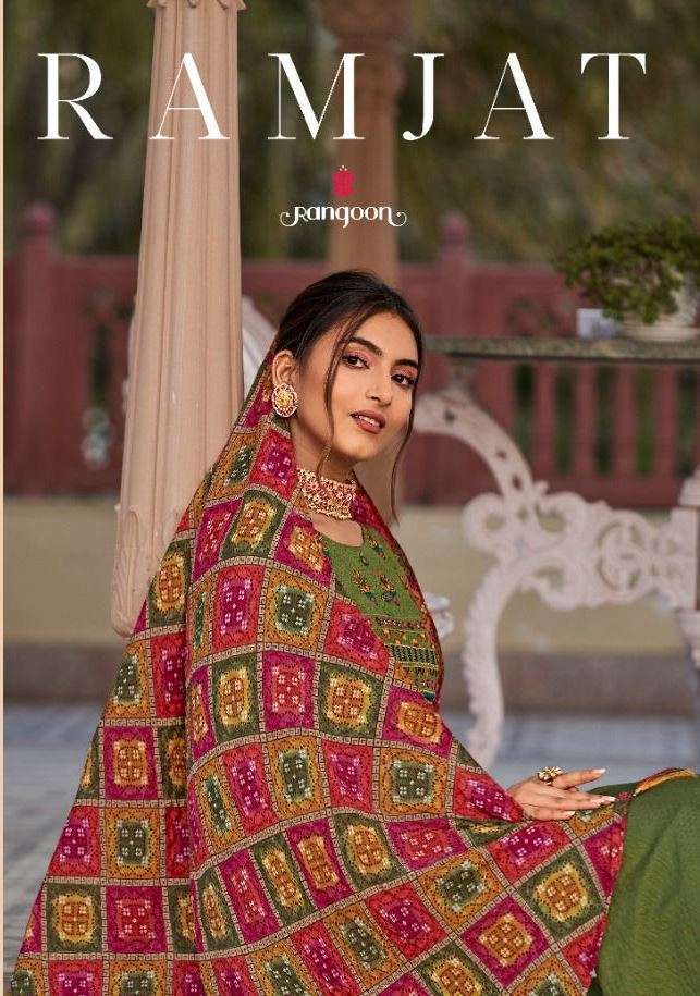 rangoon ramjat series 3321-3328  Viscose with Kachhi Mirror Work suit