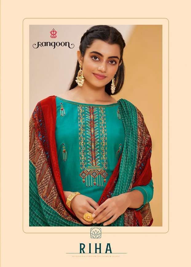 rangoon riha series 3261-3266 fancy silk with embroidery suit 