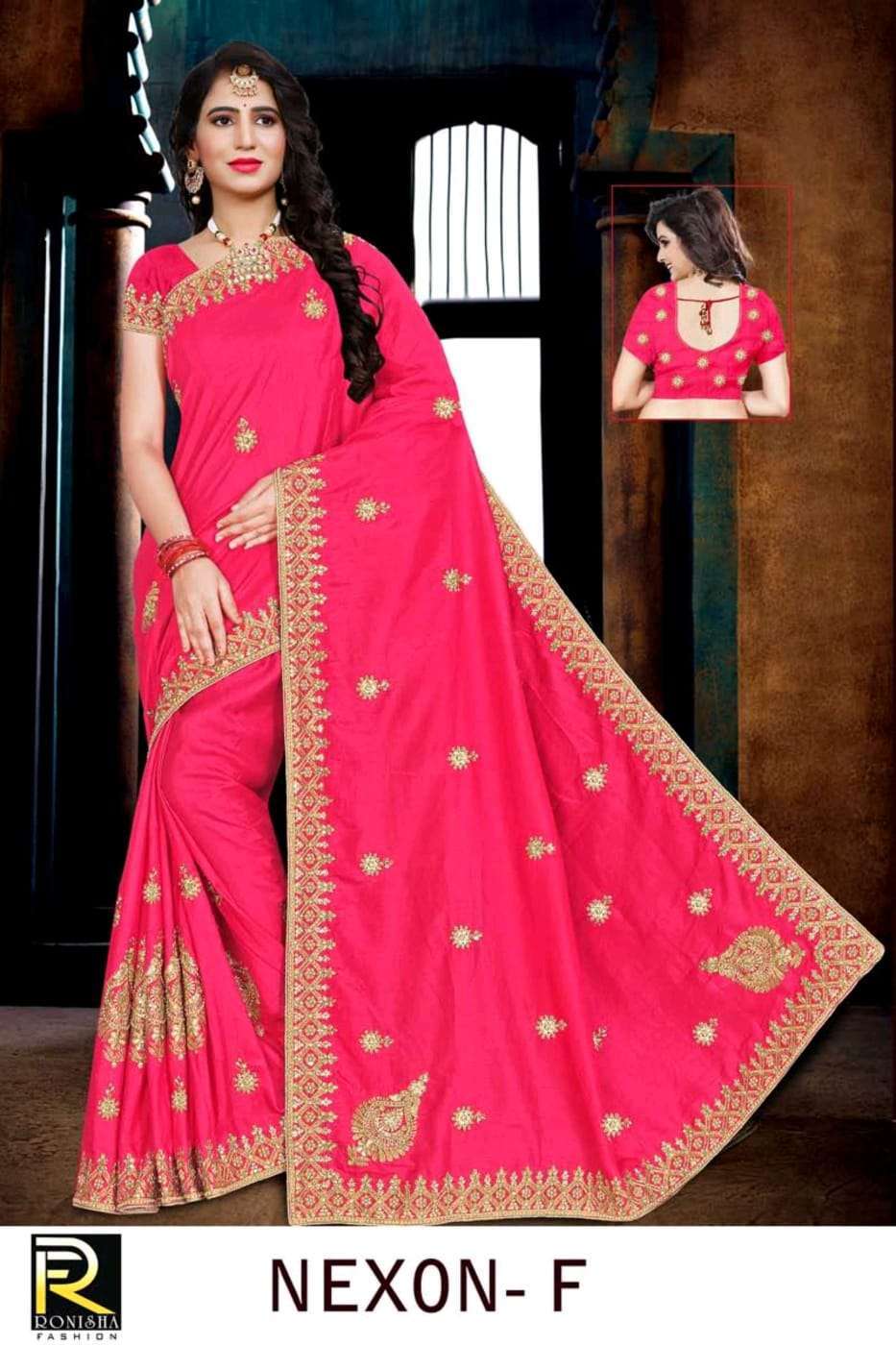 ranjna saree Nexon dola silk embroidery work saree