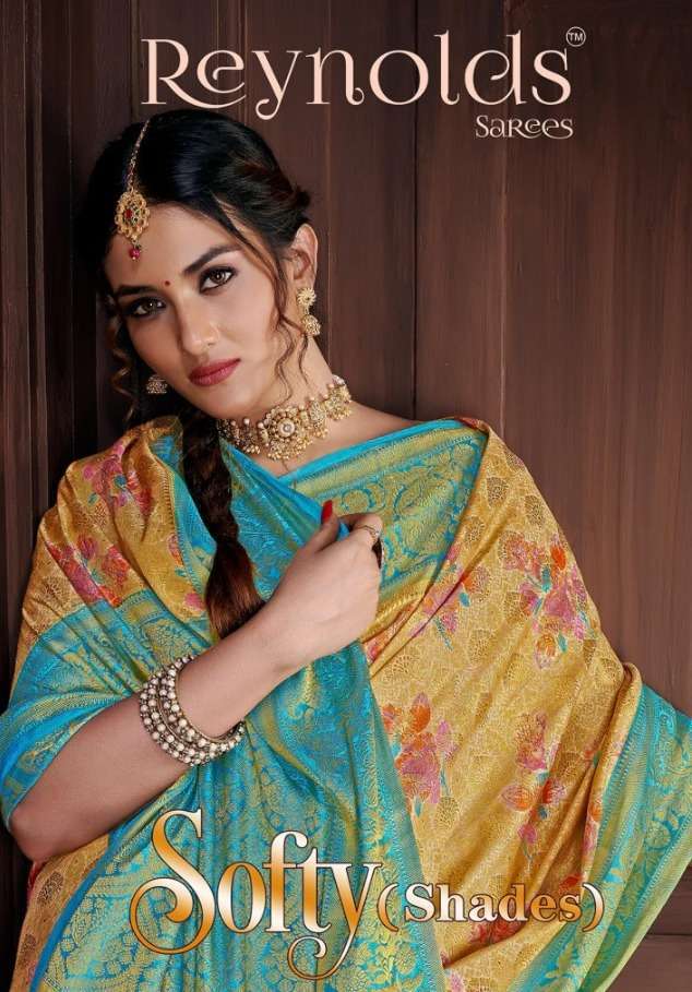 reynolds sarees softy shades silk saree collection