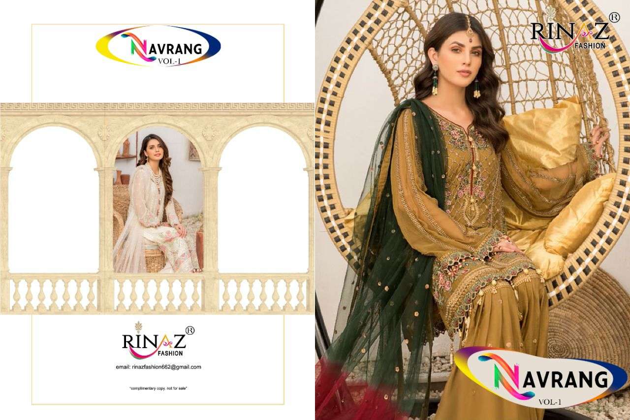 rinaz navrang vol 1 series 11001-11005 faux georgette suits 