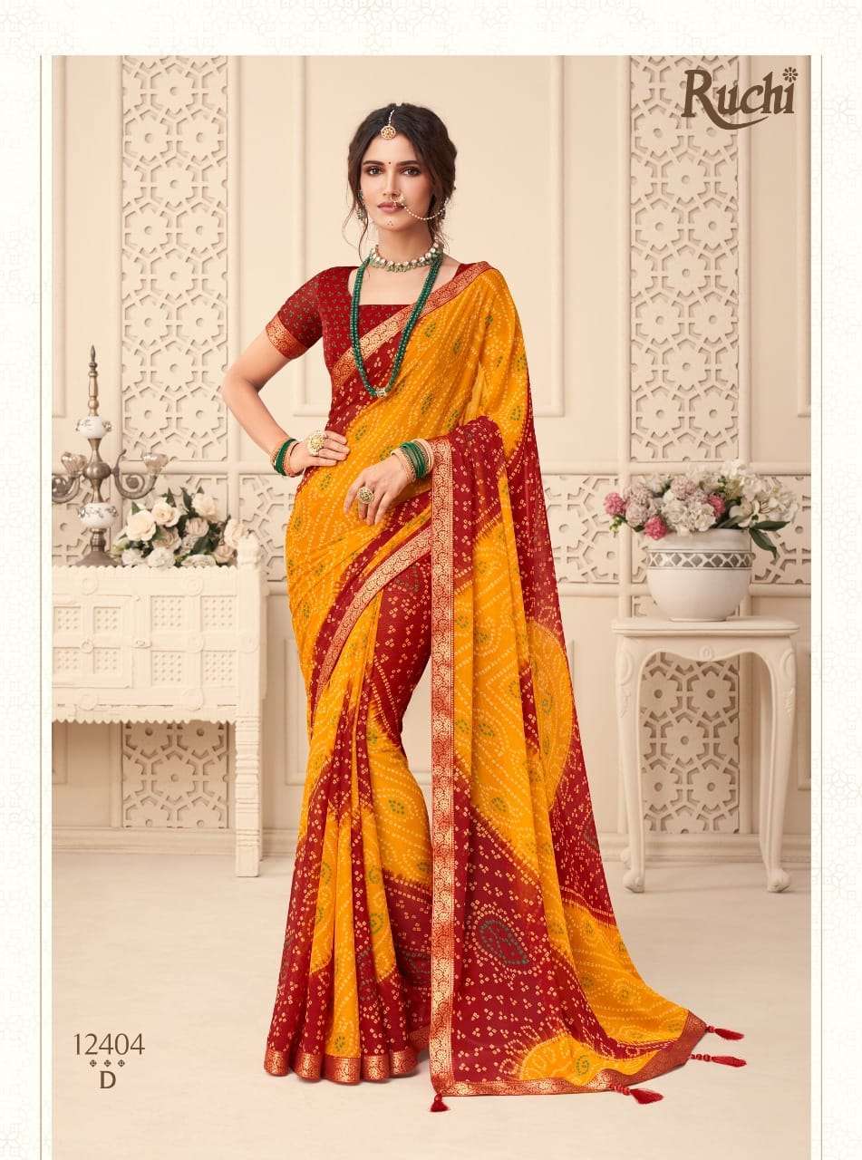 ruchi jalpari vol 2 series 12405 Chiffon with Attached Banarasi Border & Tassels saree