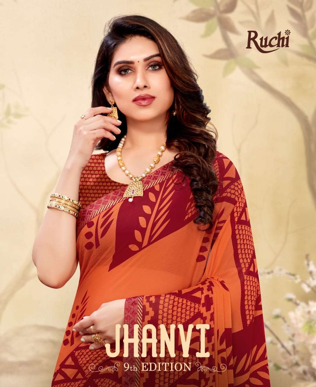 ruchi jhanvi vol 9 series 13101-13106 chiffon printed saree