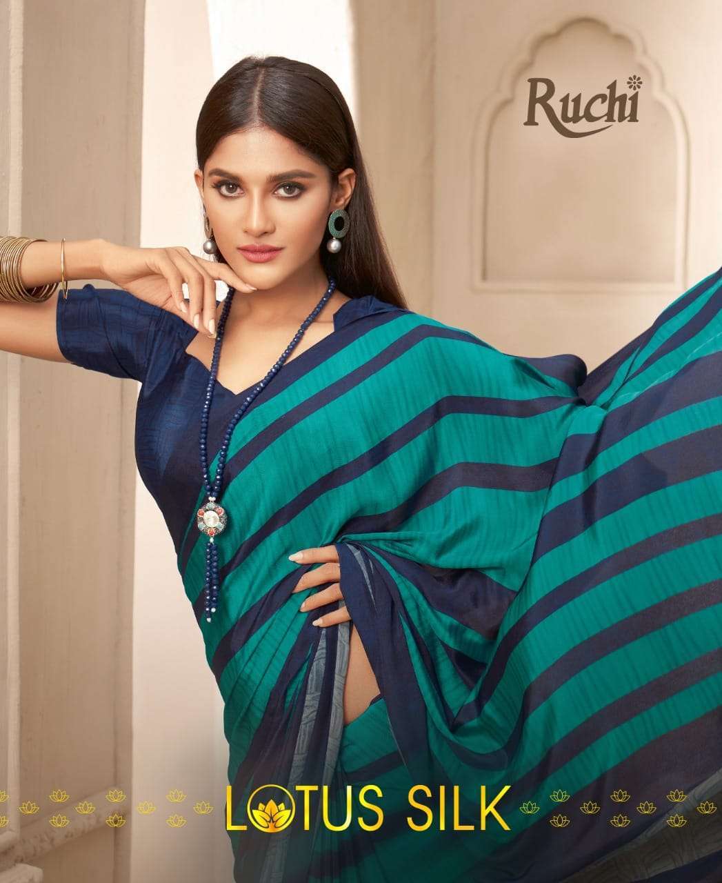 ruchi lotus silk series 3501-3504 crape printed saree