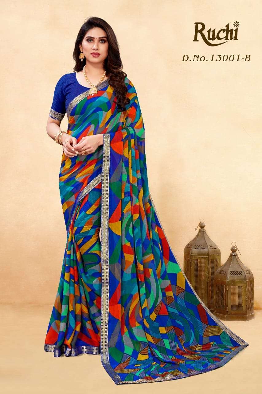 ruchi simayaa vol 8 series 13001 chiffon with attached banarasi border saree