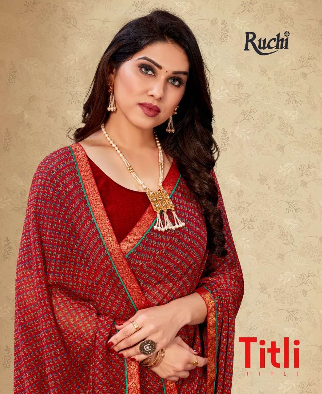 ruchi titli series 13501-13506 chiffon saree with banarasi border 