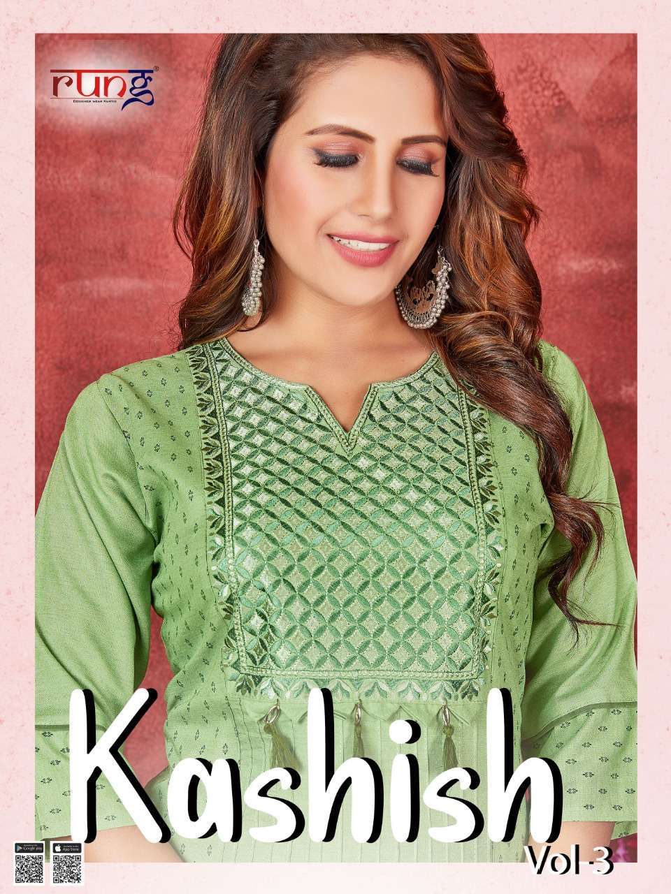 rung kashish vol 3 series 1001-1008 heavy slub rayon kurti 