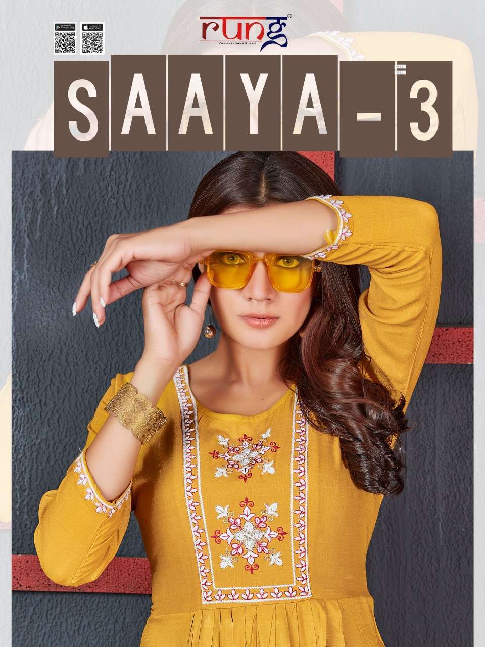 Rung saaya vol 3 series 01-08 heavy slub rayon kurti 