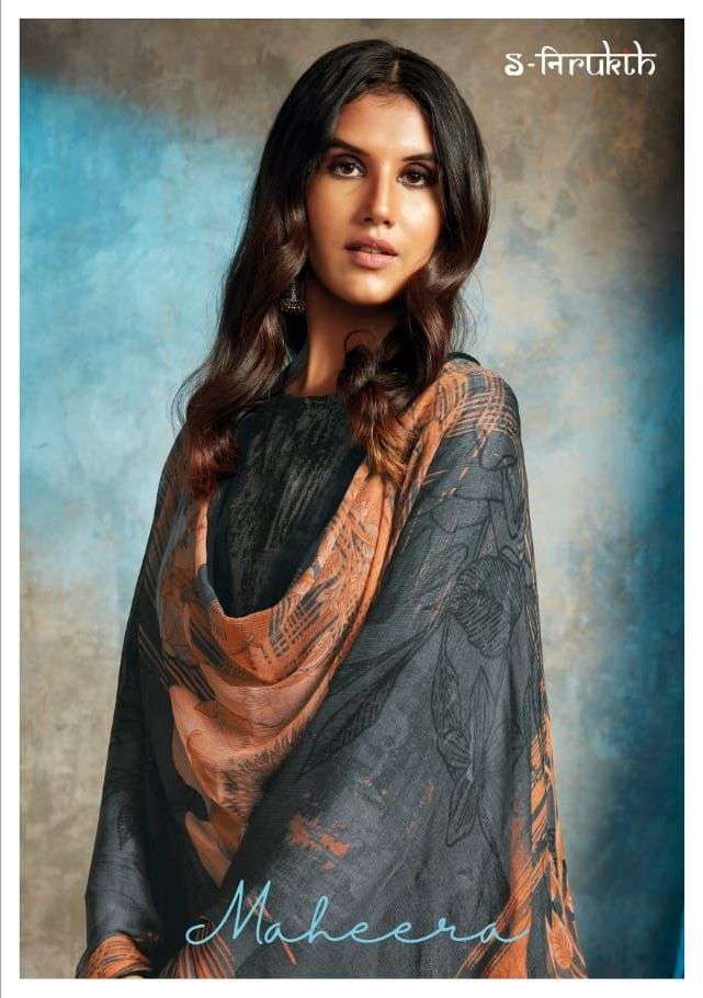  s-nirukth maheera pashmina twill print with embroidery suit 