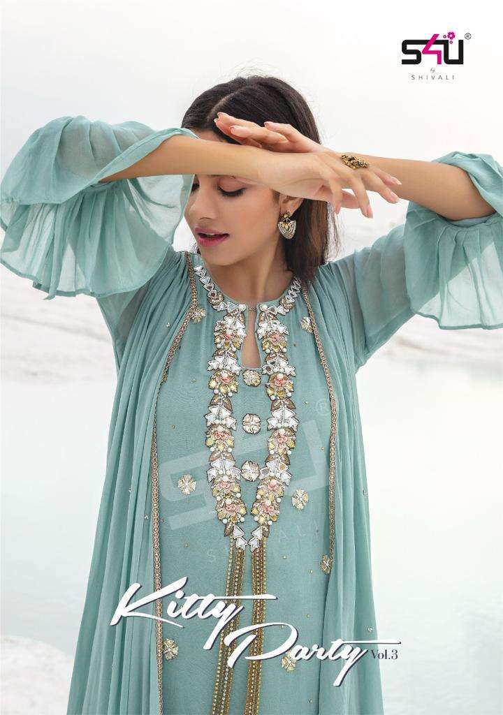 s4u kitty party vol 3 series 301-305 georgette chinon kurti