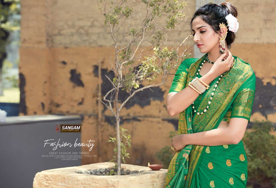 Sangam Indrani Silk series 1001-1006 soft silk saree