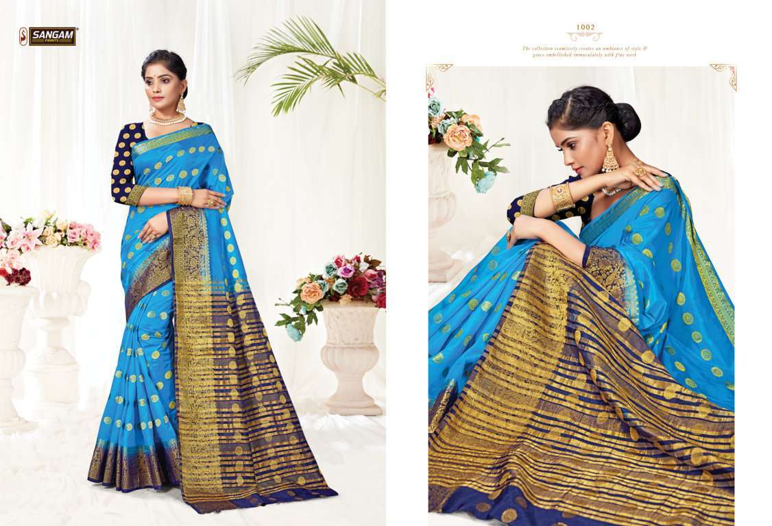 Sangam Mukaish series 1001-1006 silk saree collection