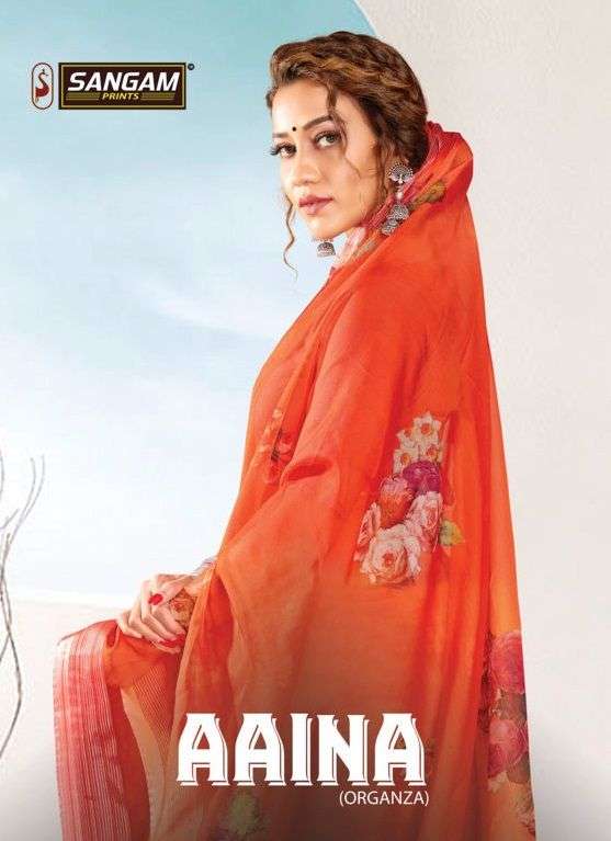 sangam prints aaina series 1001-1006 organza saree