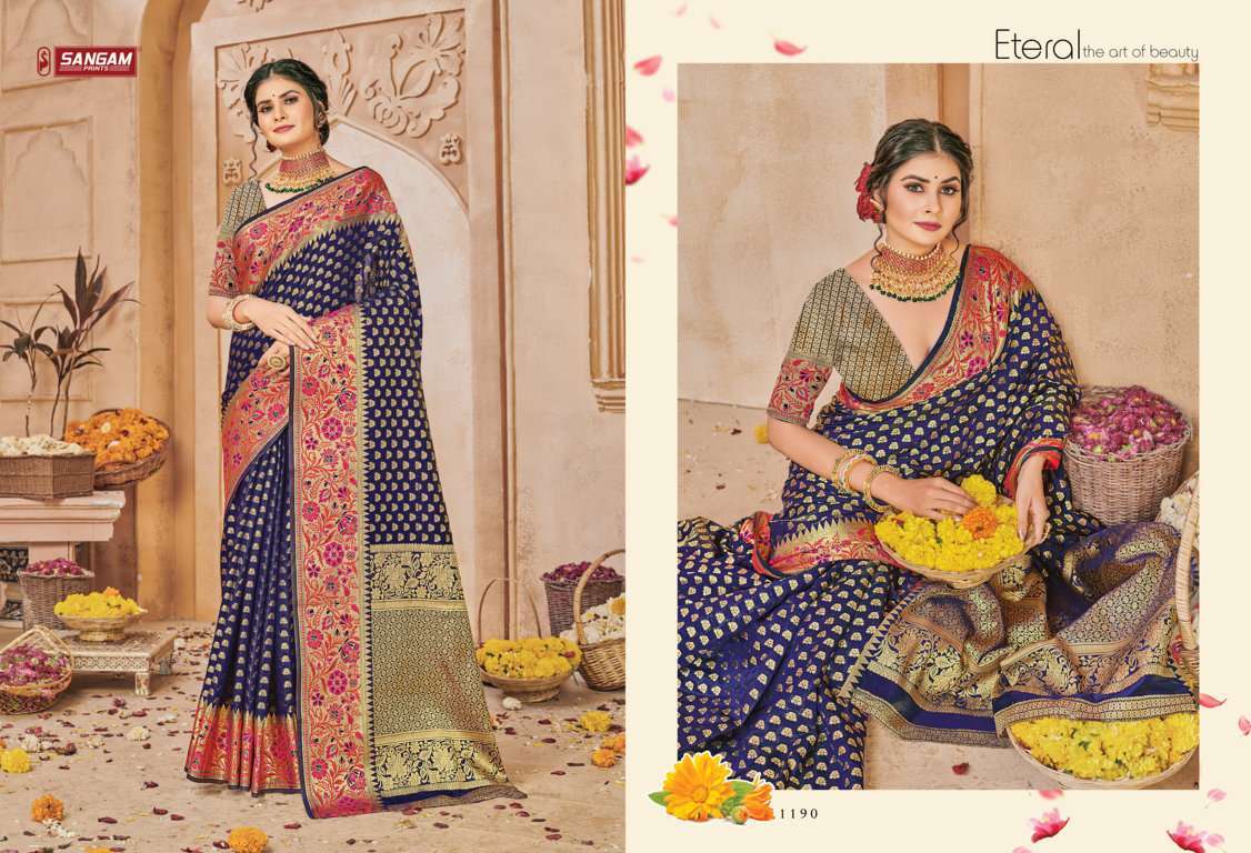 sangam prints aarushi silk series 1187-1192 banarasi silk saree