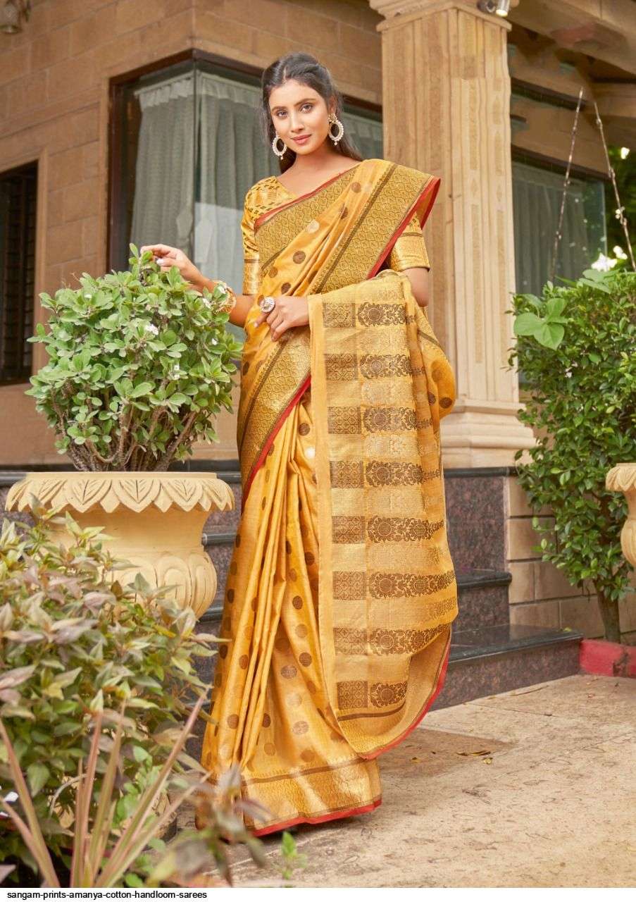 sangam prints amanya series 2107-2112  Cotton Handloom saree