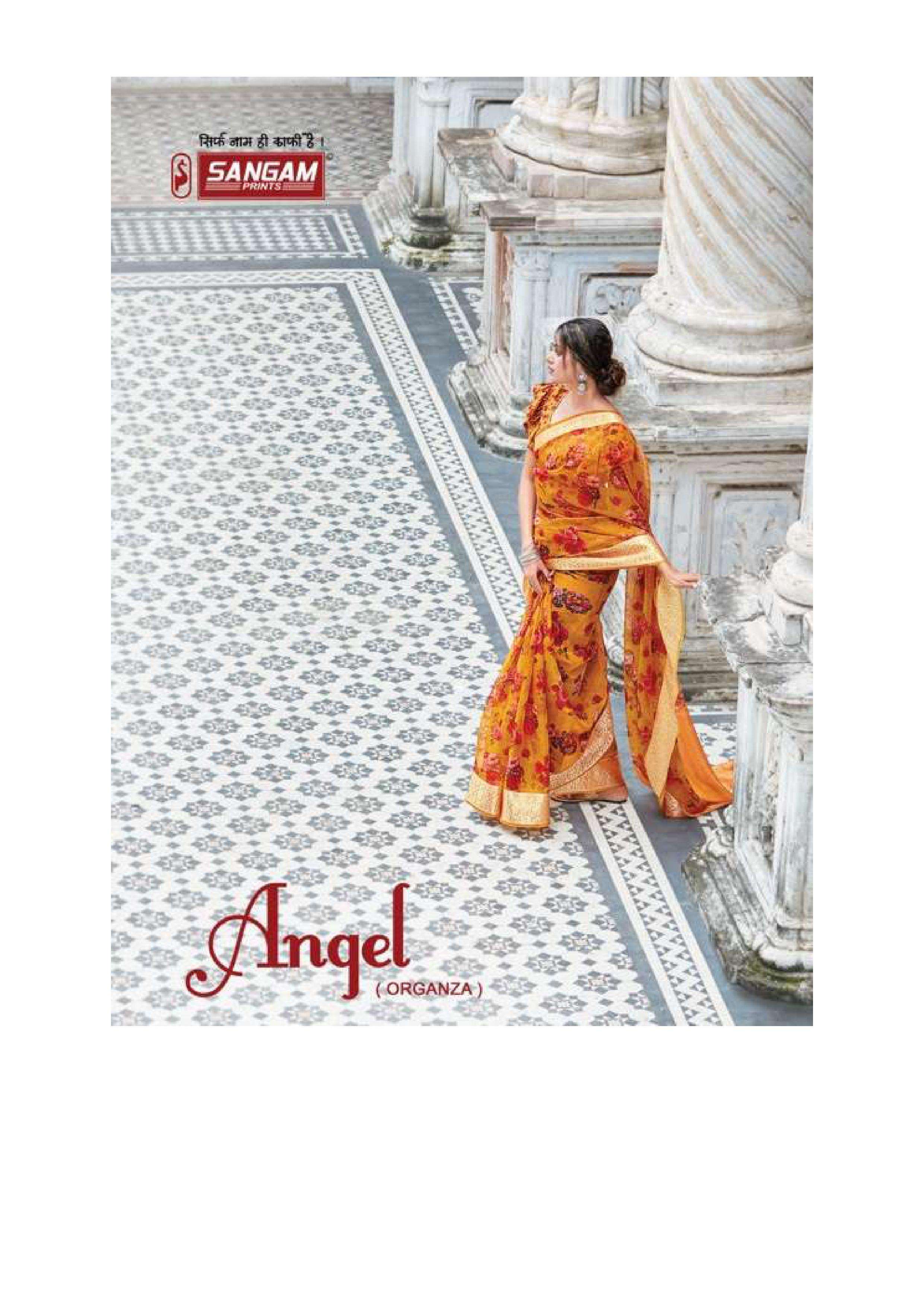 sangam prints angel series 1157-1162 organza printed saree