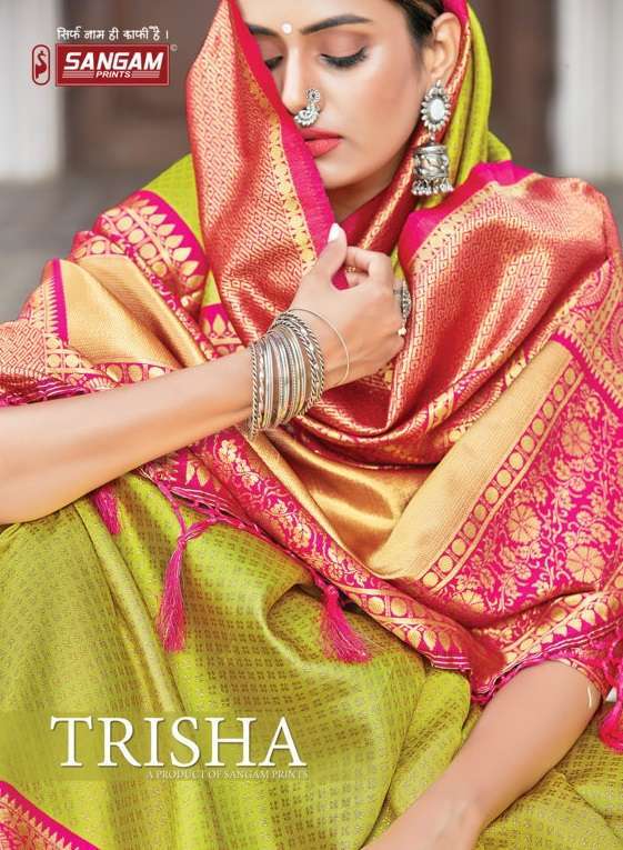 sangam prints trisha series 1163-1168 weaving silk sarees