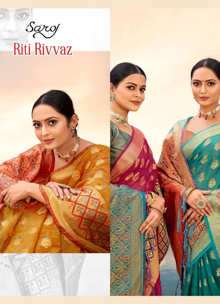 saroj riti rivvaz series 227001-227006 Soft Organza saree