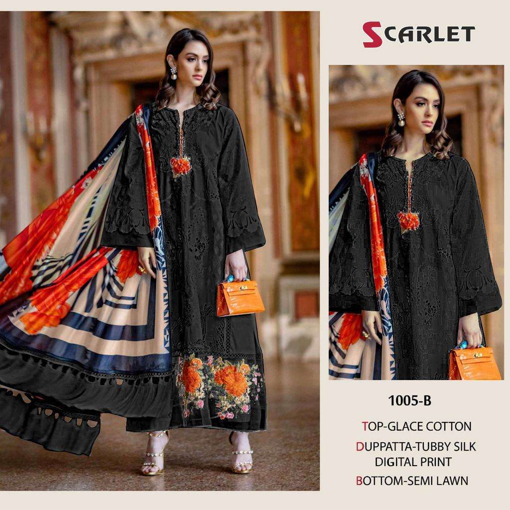 SCARLET 1005-B DESIGNER PURE GLACE COTTON SUIT 