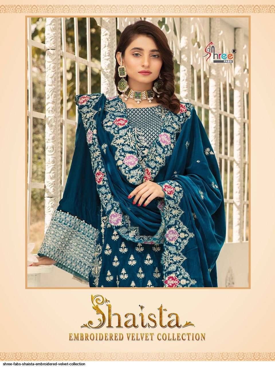 shree fab shaista series 1921-1925 pure velvet suit