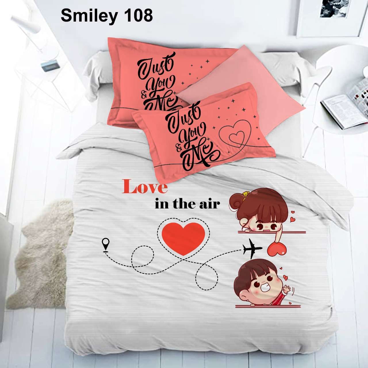 smiley soft pure cotton king size bedsheets with 2 pillow cover at best wholesale price