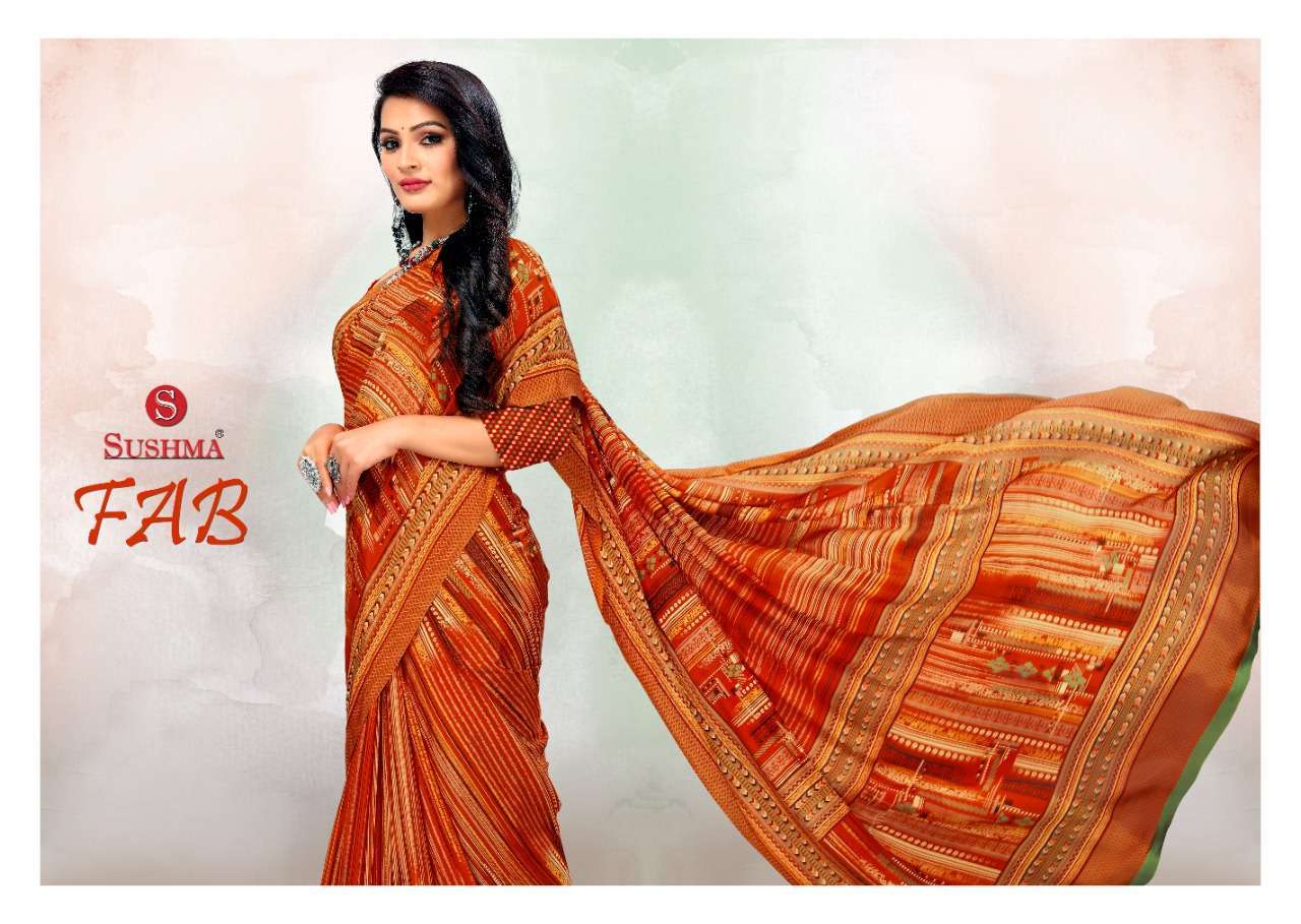 sushma fab series 12001-12005 slim crape saree