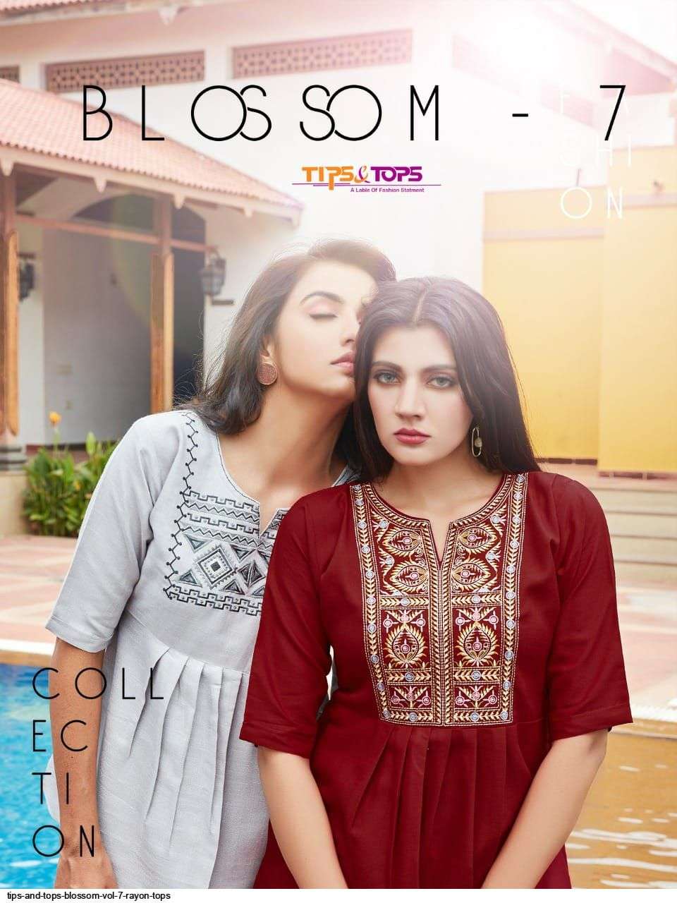 tips & tops blossom vol 7 Heavy Rayon Linen short top style kurti 