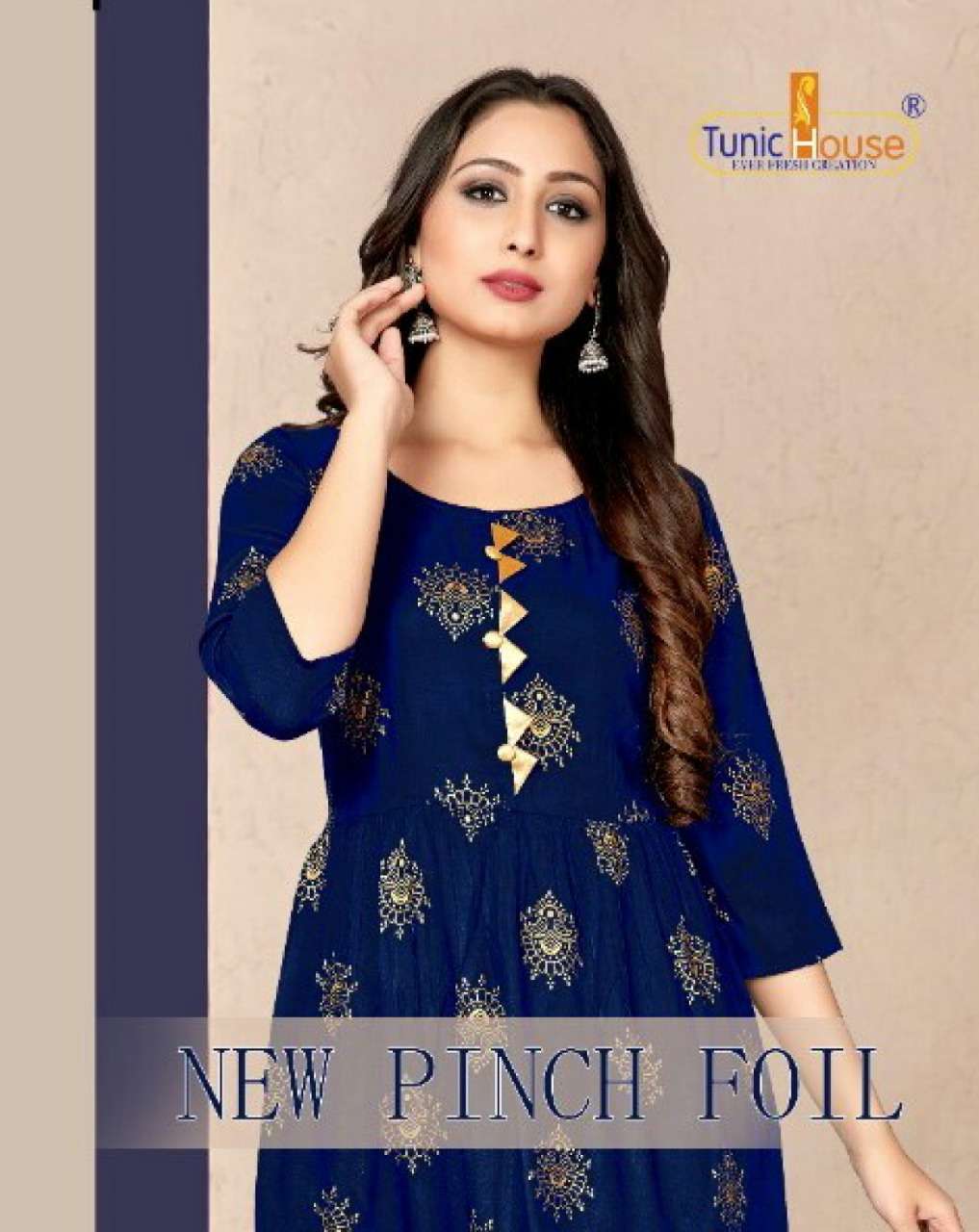 tunic house new pinch foil series 2051-2056 viscose rayon kurti 