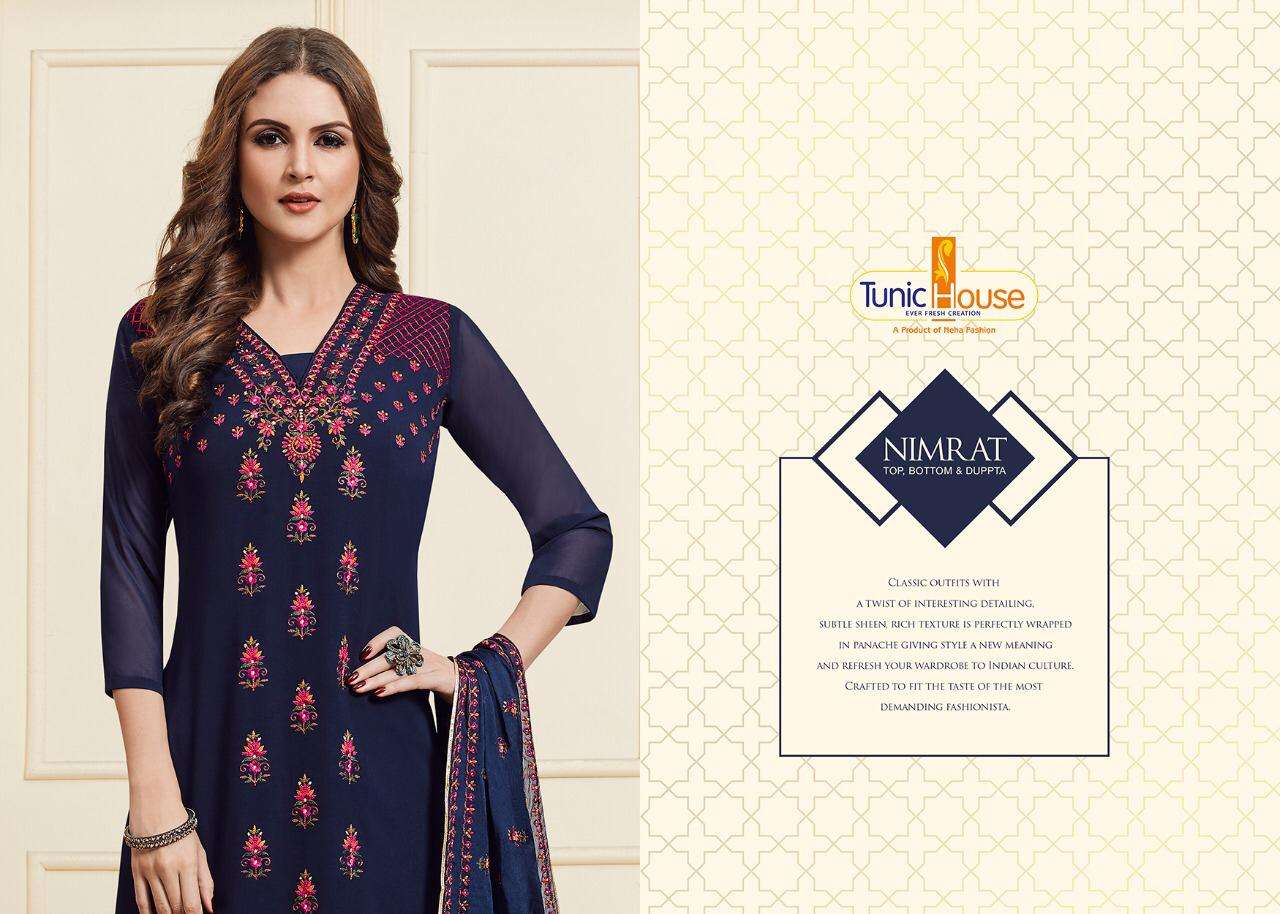 tunic house nimrat series 1001-1004 georgette with cotton inner suit