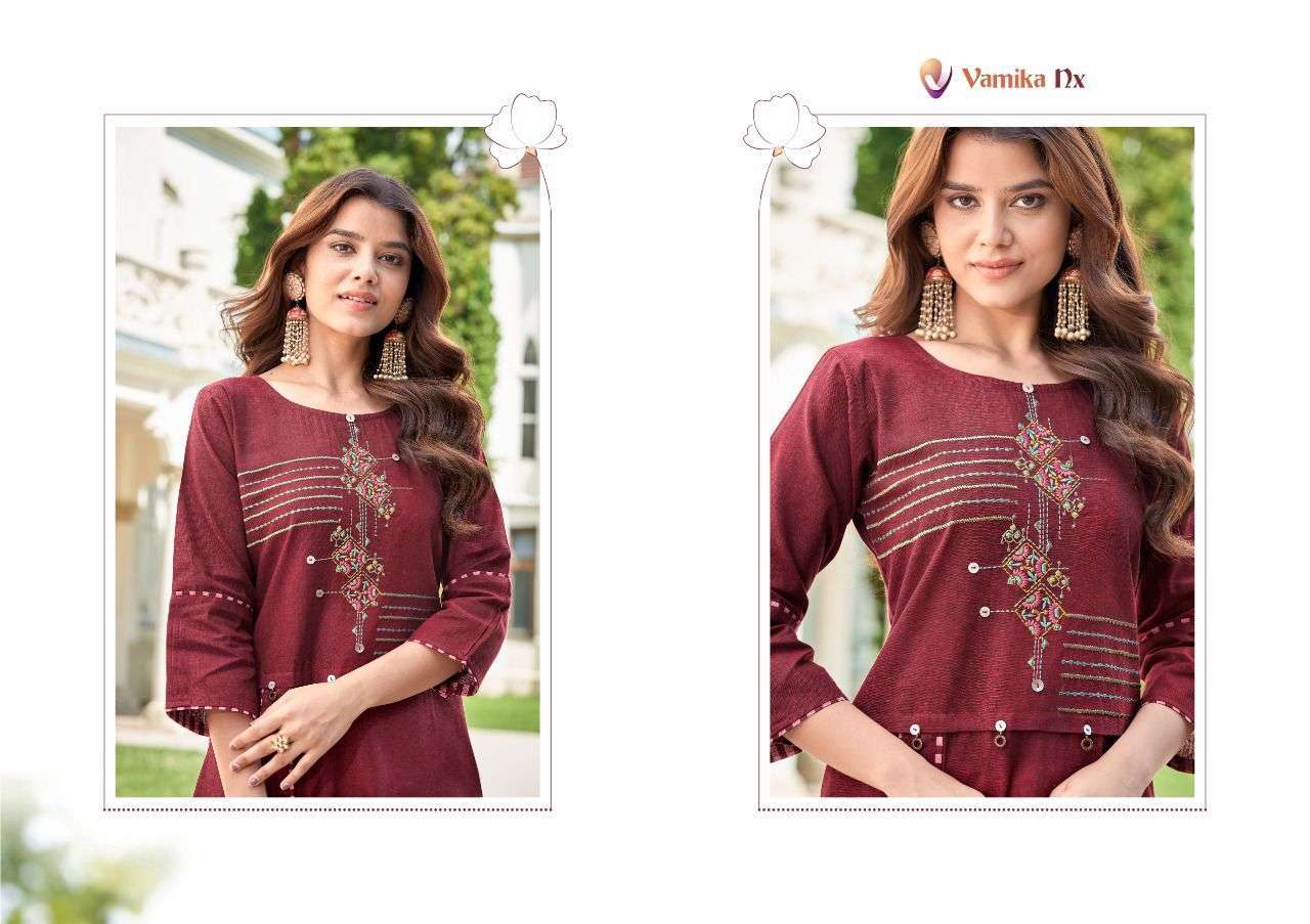 vamika nx saffron series 1501-1504 premium cotton with self weaved kurti