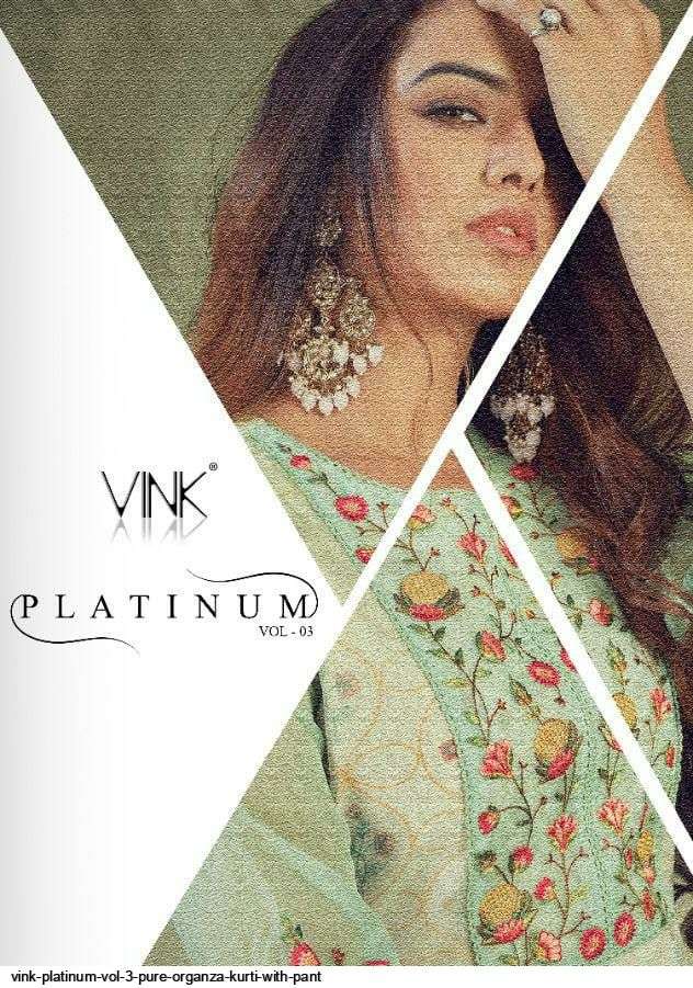 vink platinum vol 3 series 1361-1366 pure organza kurti 