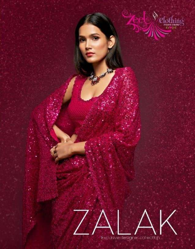 zeel clothing zalak series 1001-1011 georgette Thread and Multiple Sequins Embroidery saree