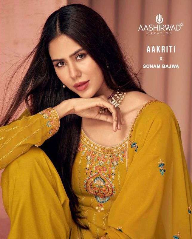 aashirwad aakriti x sonam bajwa series 8636-8641 real georgette suit 