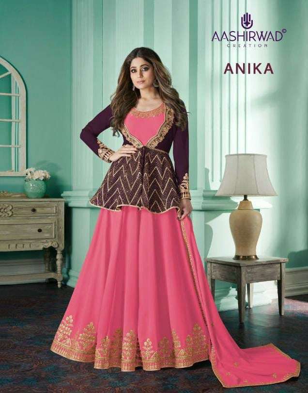 AASHIRWAD CREATION ANIKA 8571 SERIES DESIGNER REAL GEORGETTE SUIT 