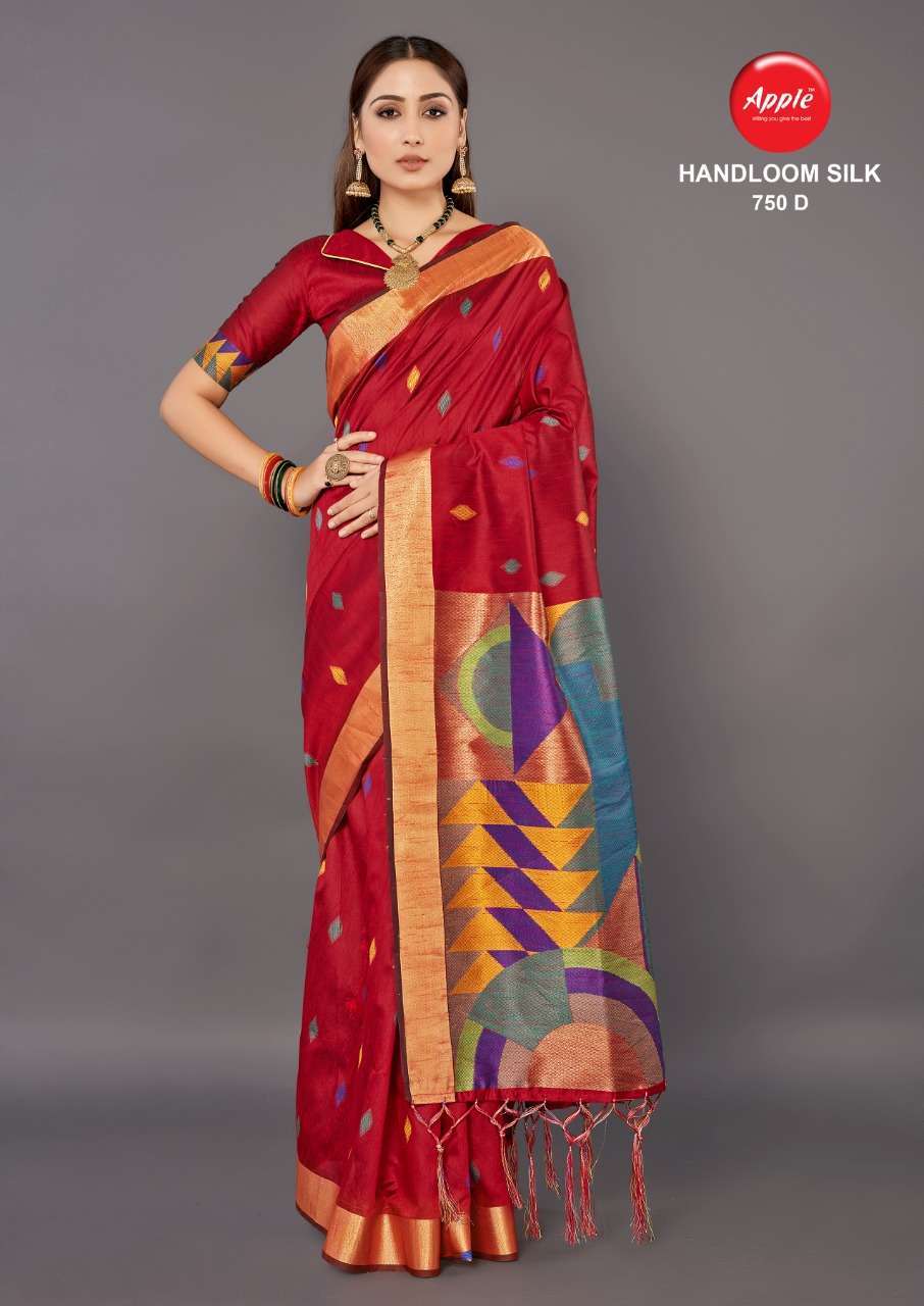 apple handloom silk series 747-751 handloom silk weaving saree 