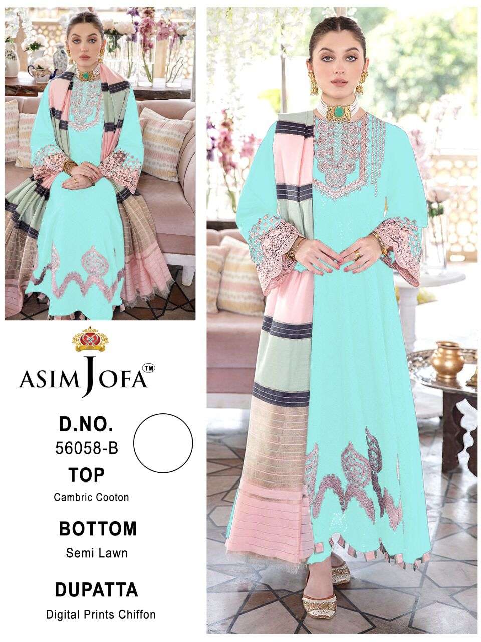 ASIM JOFA 56058 DESIGNER LAWN COTTON SUIT 