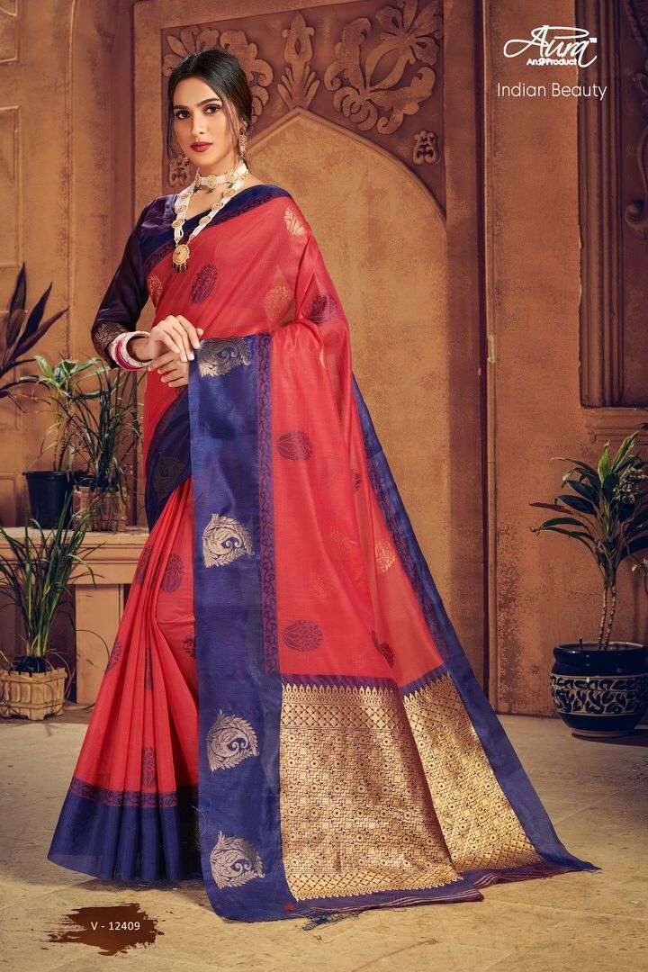 aura indian beauty series 12401-12409 silk saree