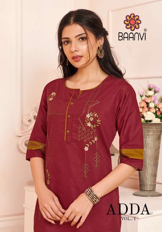 baanvi adda vol 1 series 101-106 cotton silk slub kurti with bottom 