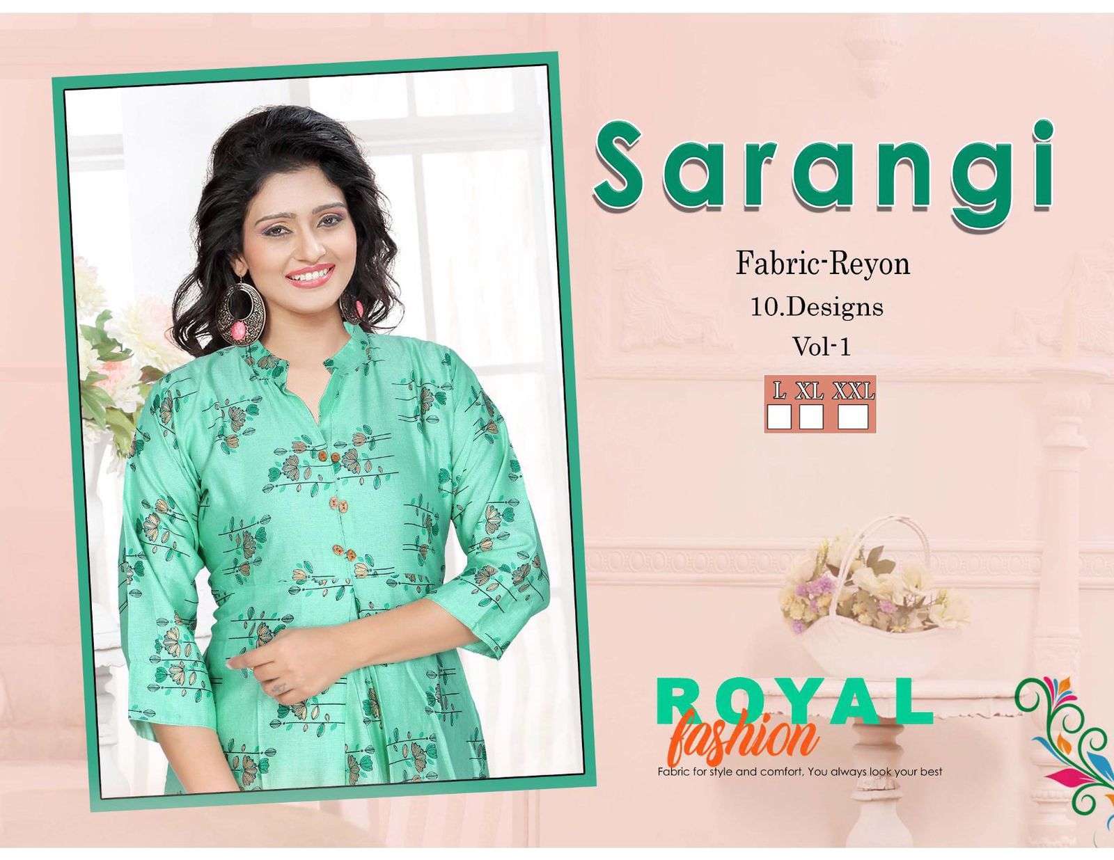 beauty queen sarangi series 101-110 rayon flex print kurti 