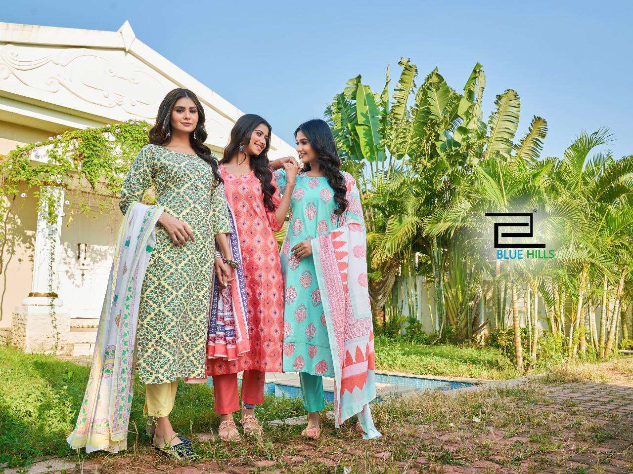 blue hills fashion 4 you series 101-105 pure cotton cambric print suit 