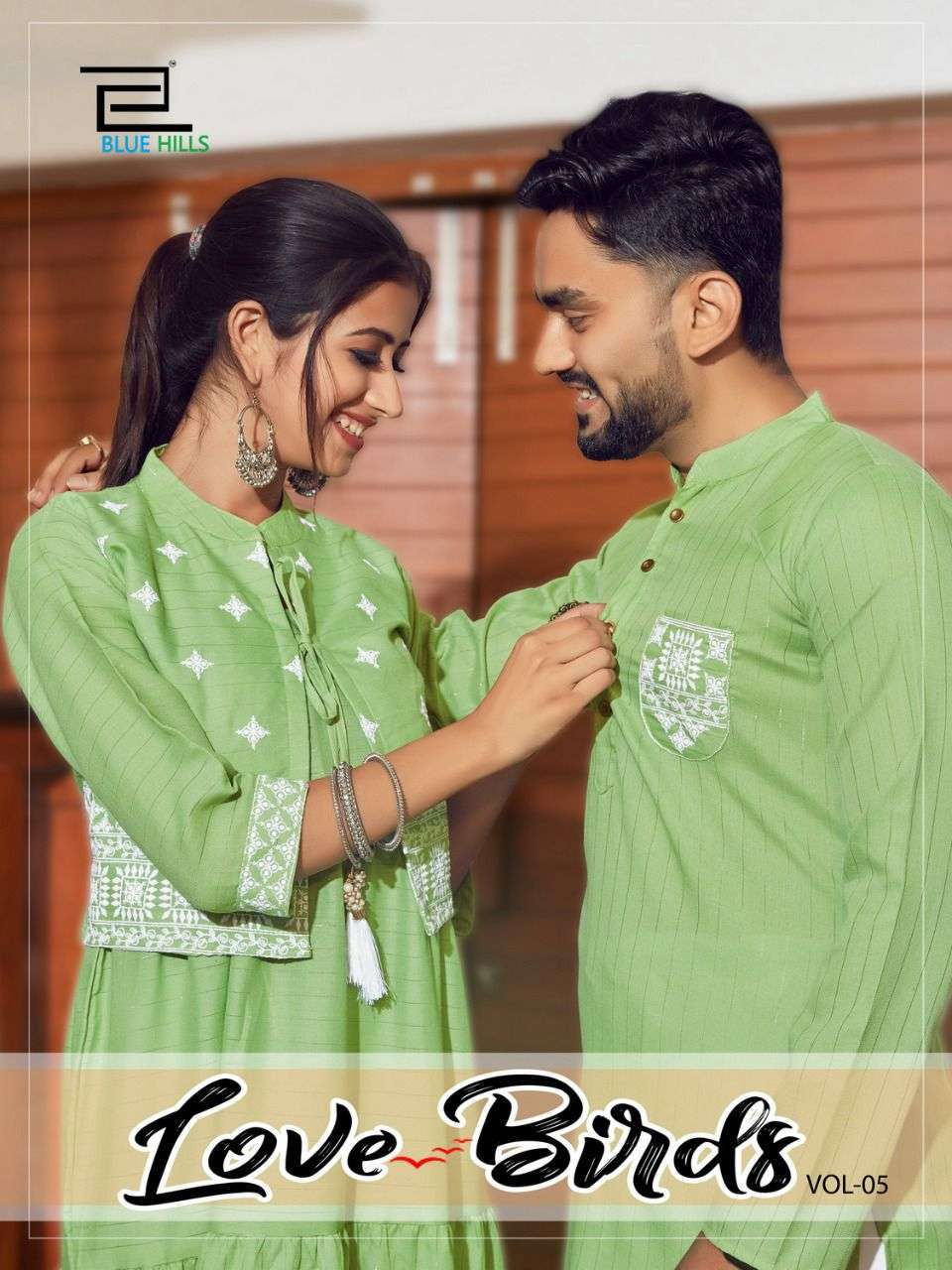 blue hills love birds vol 5 series 5001-5008 lurex couple kurti